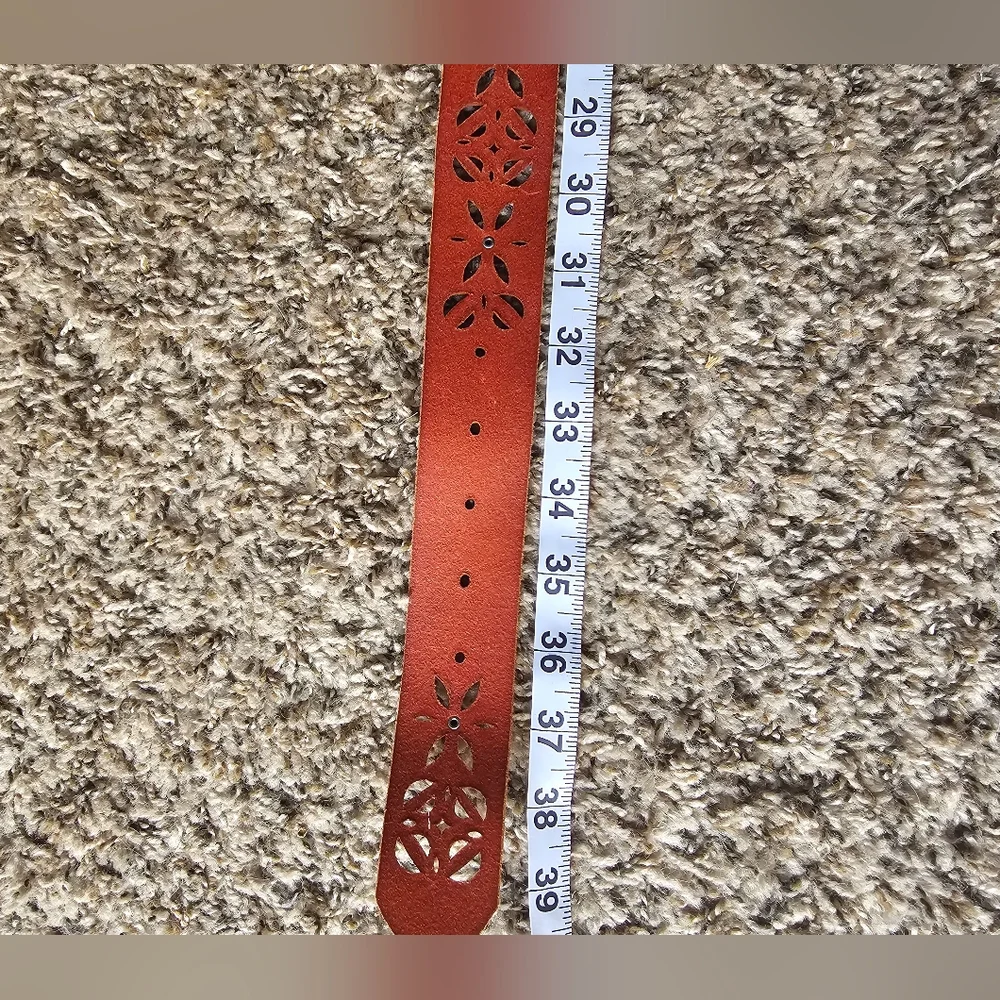Fossil leather floral cognac brown‎ belt